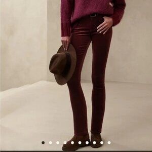Banana Republic Womens Pants Corduroy Skinny Leg Cotton Burgundy Size Regular 26